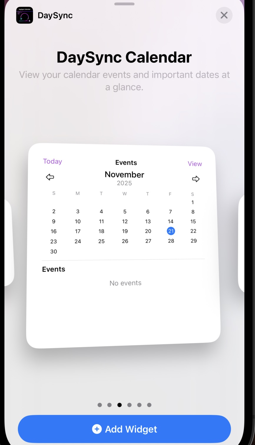 DaySync Event Widget Preview